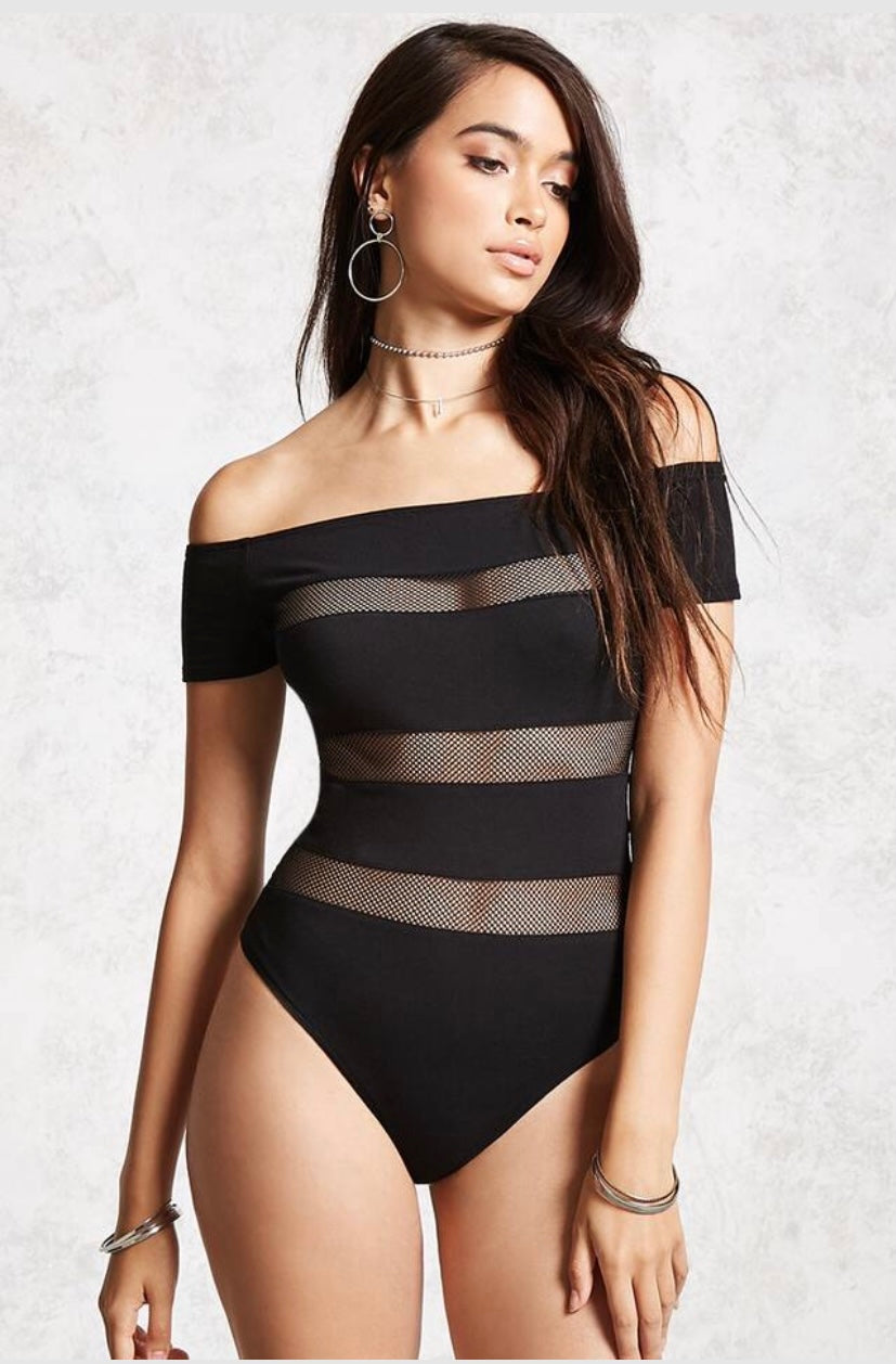 Black-striped bodysuit