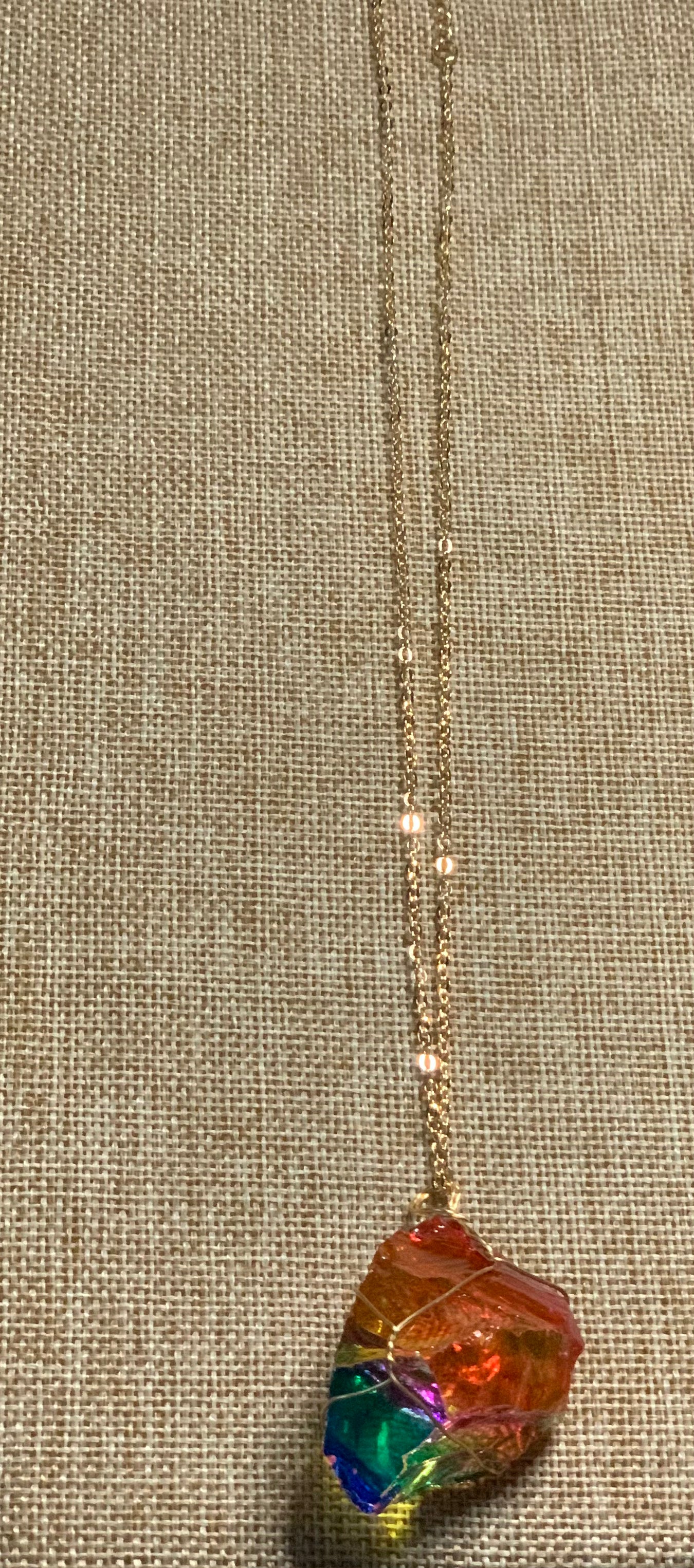 Rainbow Aura Crystal Necklace