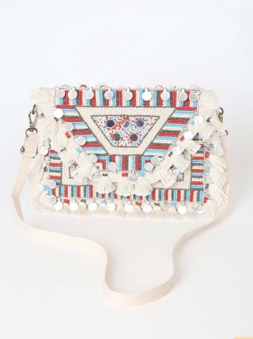 Multi Beaded Fringe Clutch