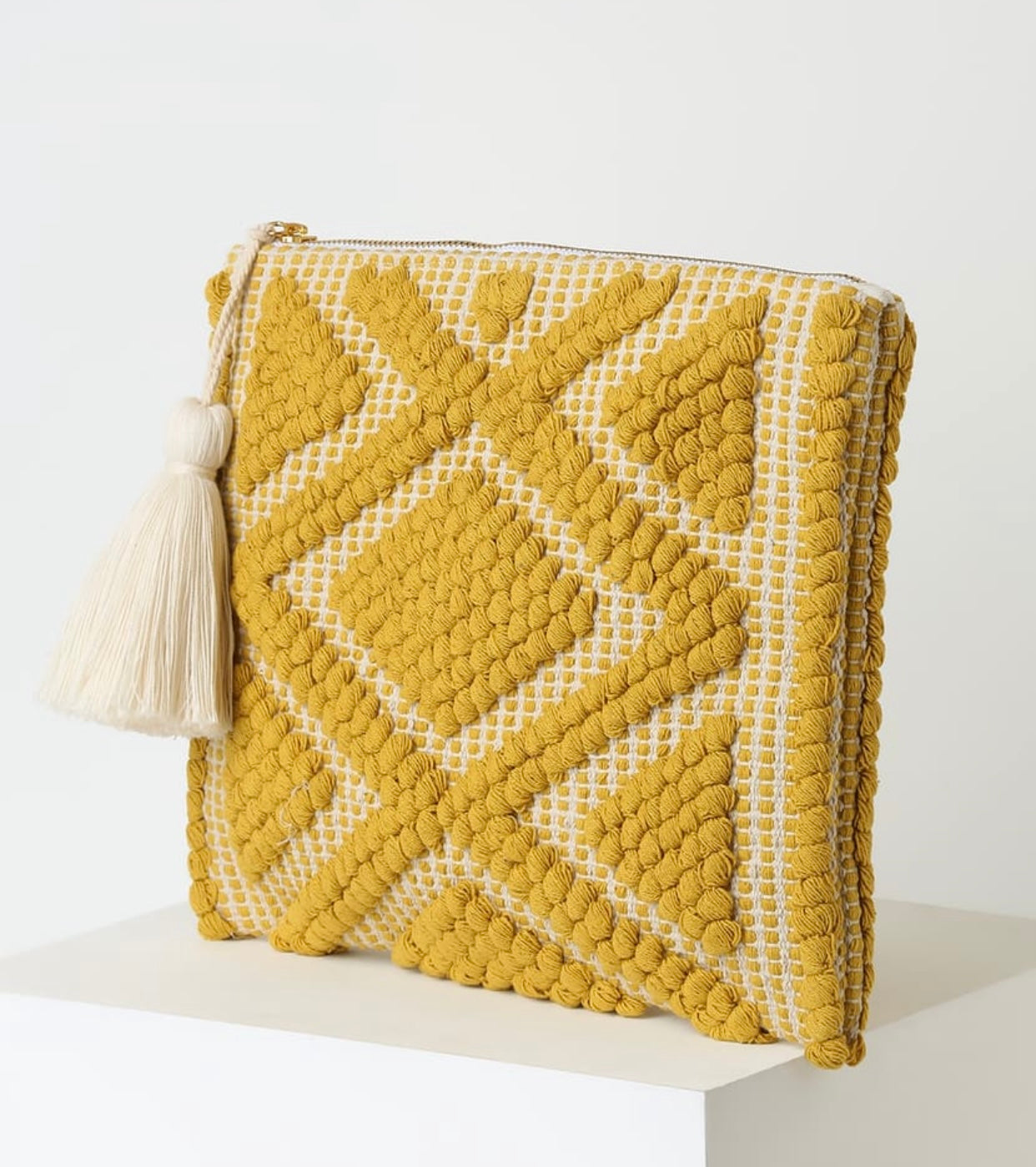 Sunset Sail Yellow Woven Clutch