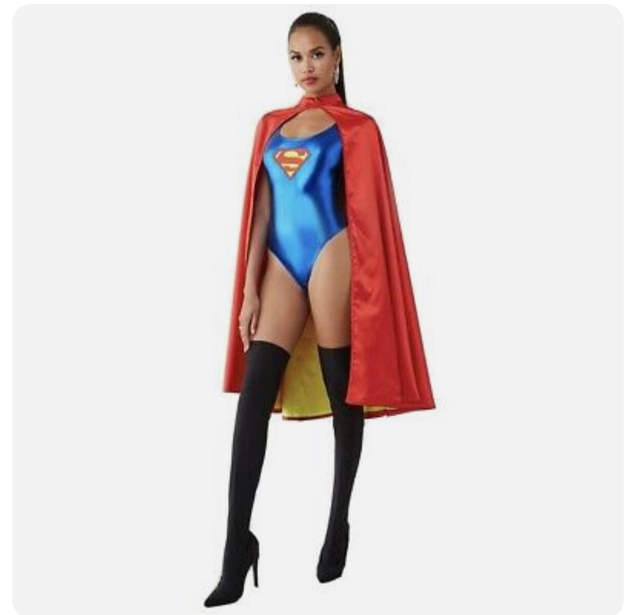 Metallic Superman Graphic Bodysuit + logo Cape