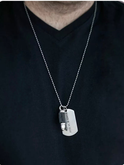 Proud Patriot Black Bullet Dog Tag Chain