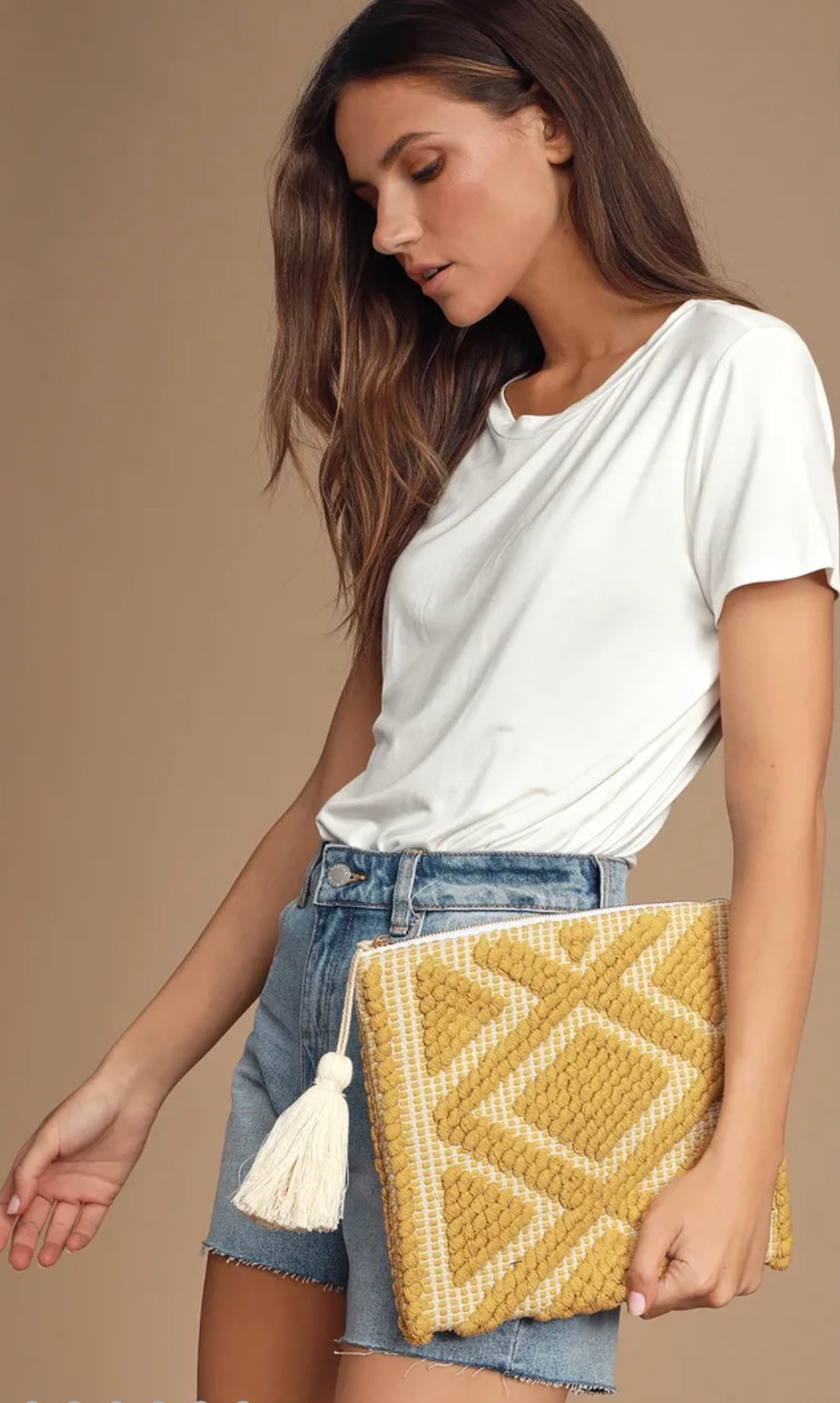 Sunset Sail Yellow Woven Clutch