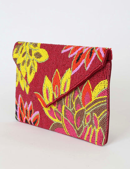 Burgundy Multi Beaded Clutch