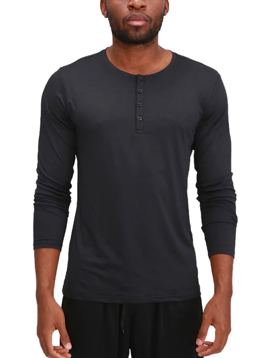 Men Long Sleeve Henley Shirts