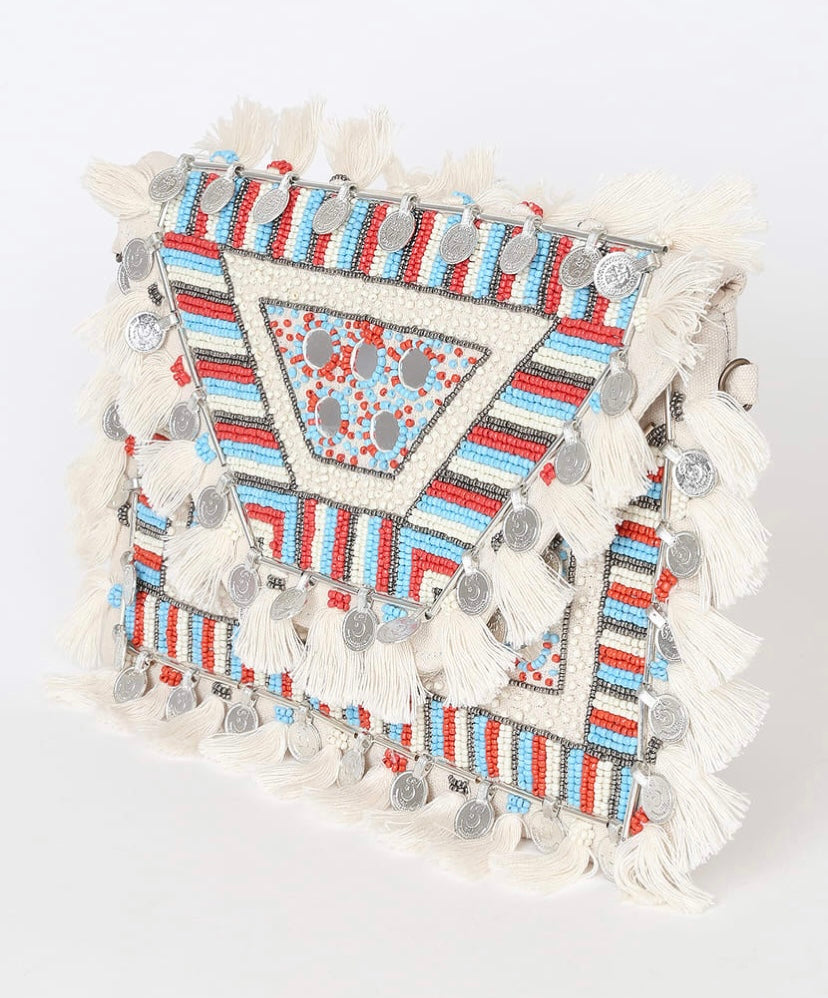 Multi Beaded Fringe Clutch