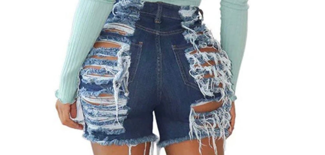 Ripped High Waist Shorts