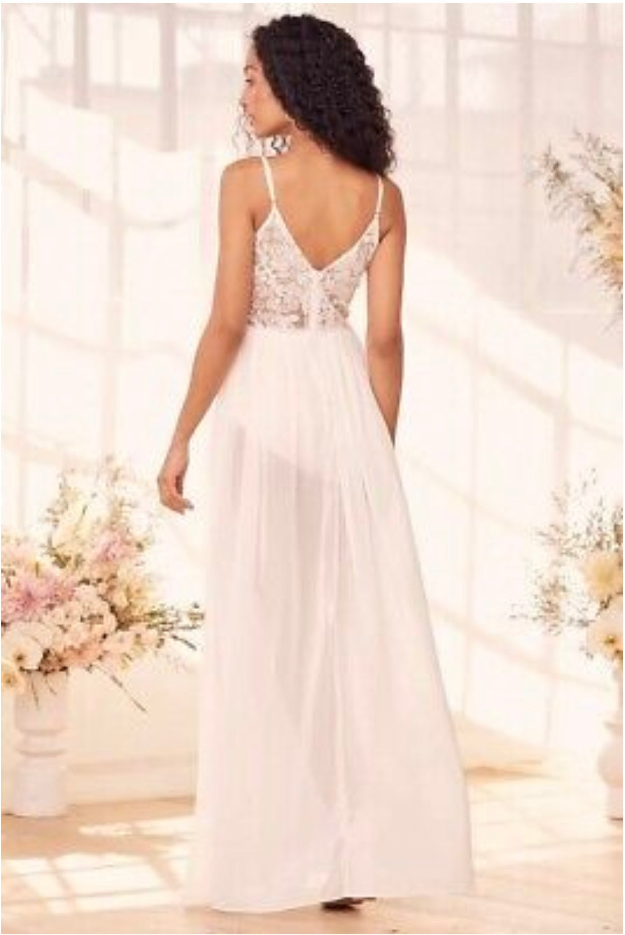 Dramatic Reveal White Lace Maxi Bodysuit Dress