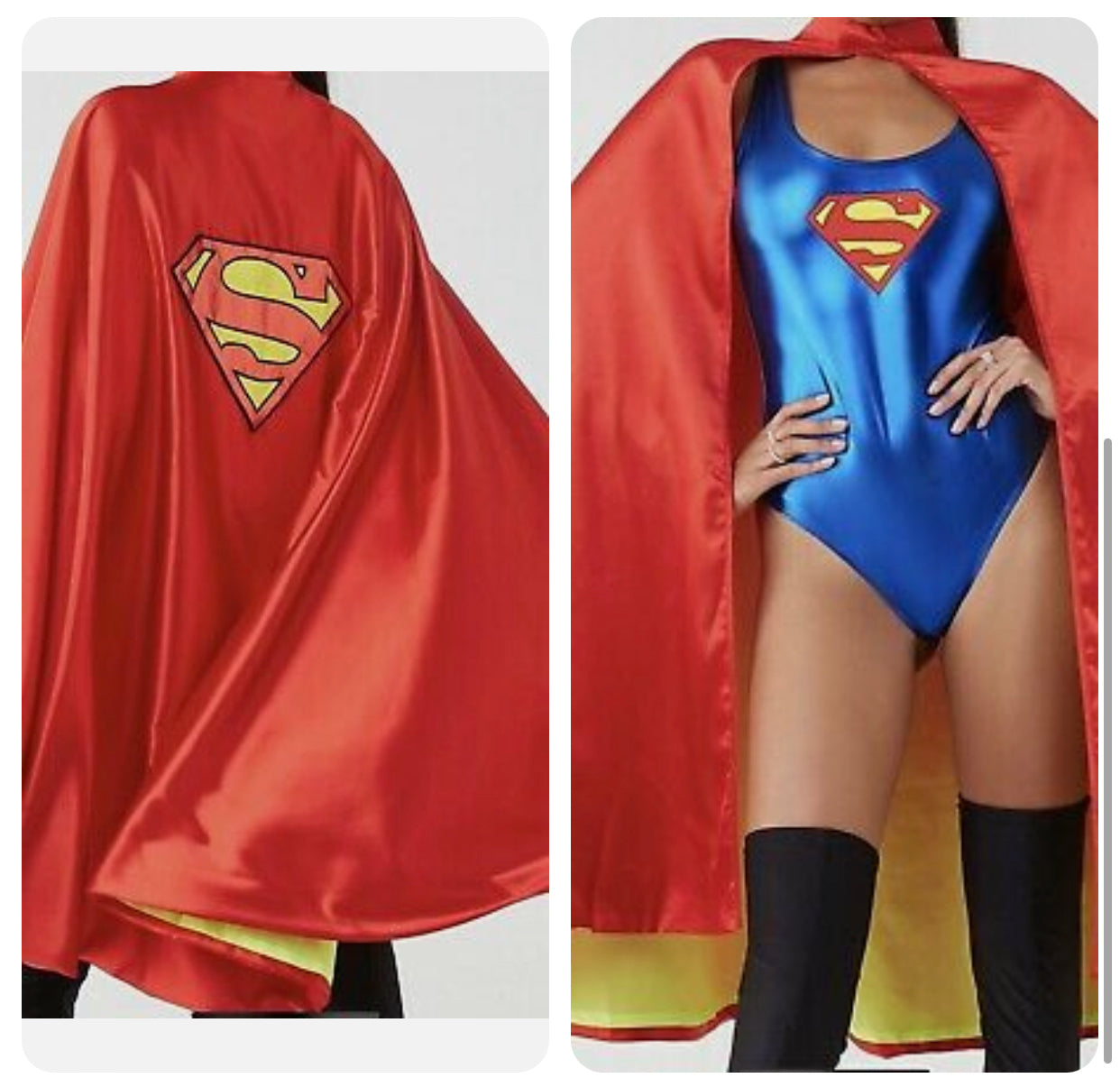 Metallic Superman Graphic Bodysuit + logo Cape