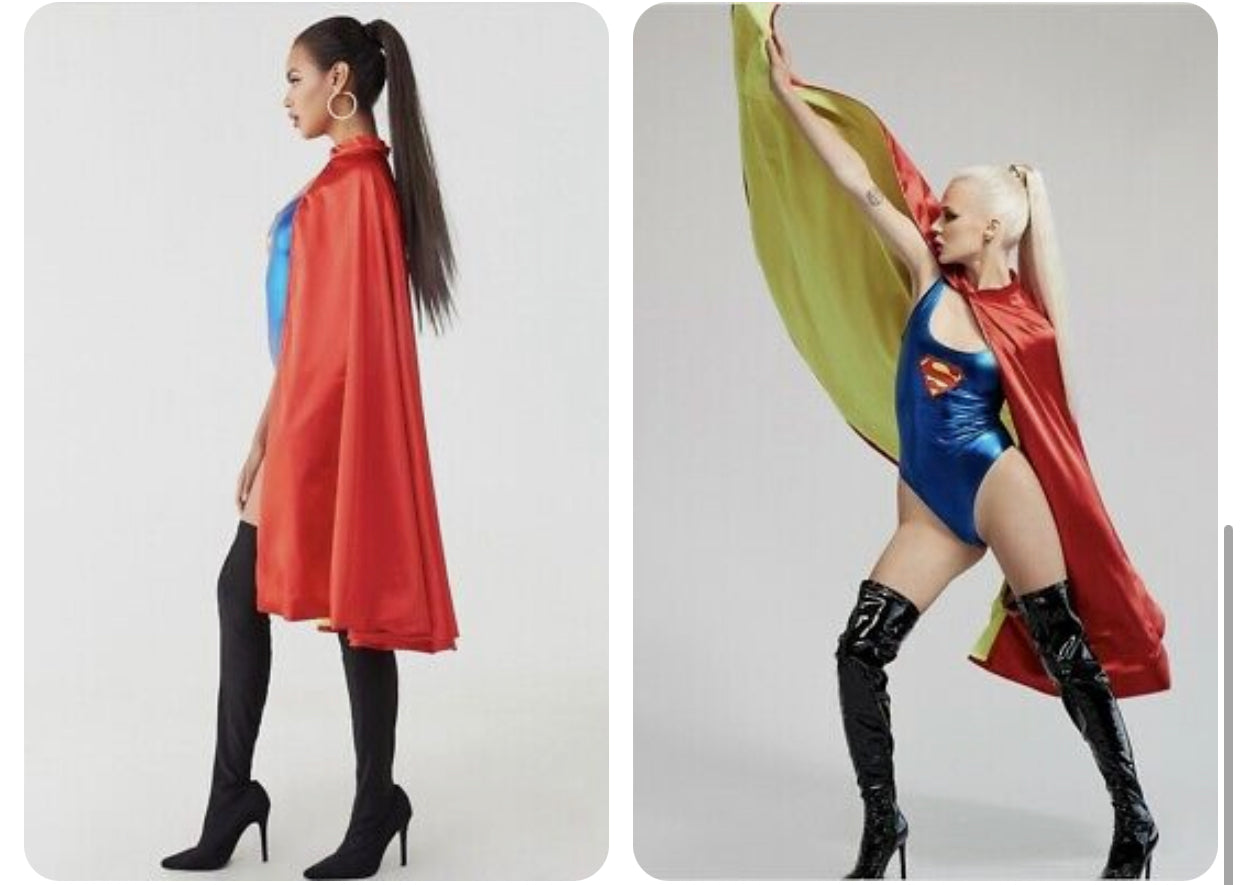 Metallic Superman Graphic Bodysuit + logo Cape