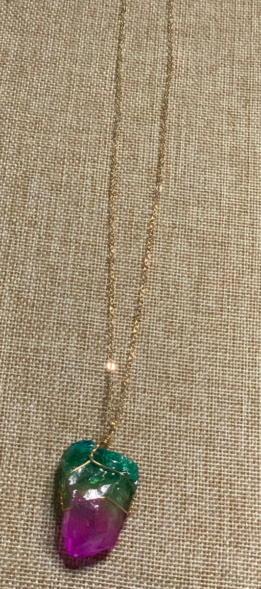 Rainbow Aura Crystal Necklace