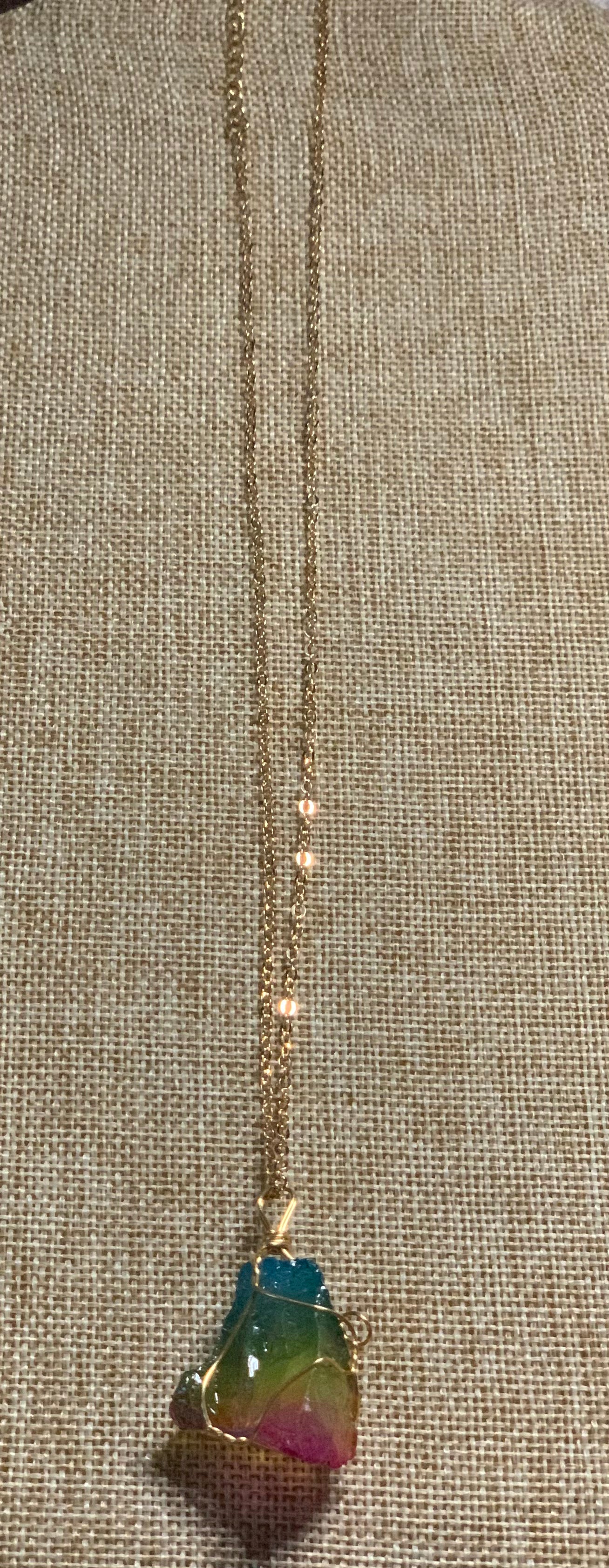 Rainbow Aura Crystal Necklace